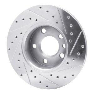 Volkswagen EuroVan Brake Rotor (1) - Front Left - R1 Concepts - Drilled & Slotted - Silver - `96-`00
